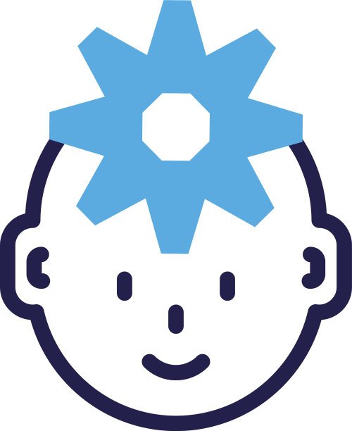 白色背景上带齿轮的人头图片下载