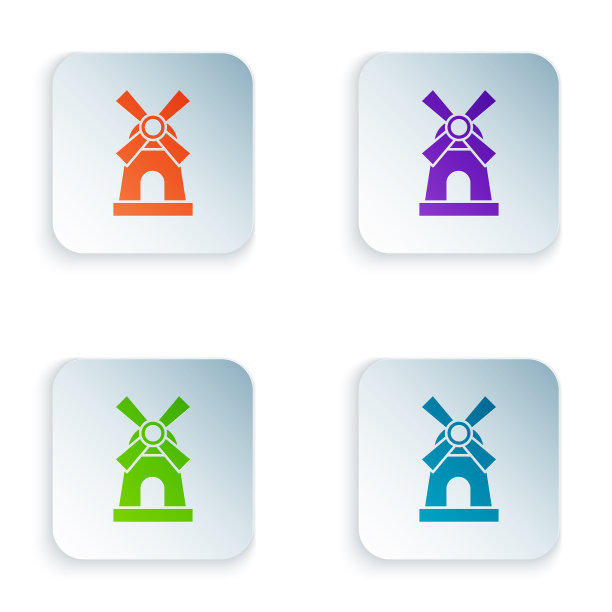 颜色风车图标孤立在白色背景图片下载