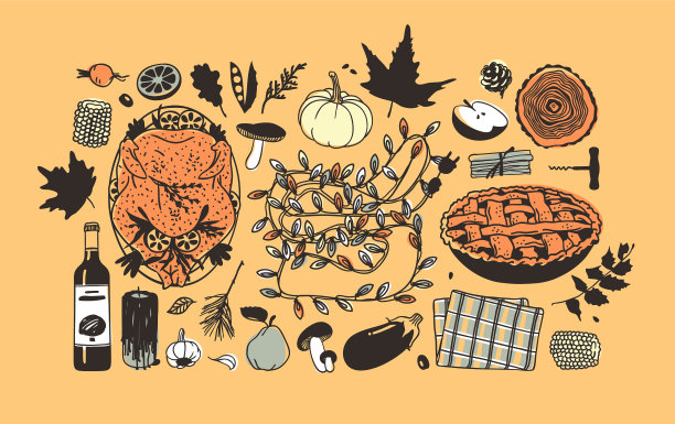 手绘秋假创意水墨艺术作品图片下载