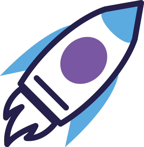 在白色背景中飞行的火箭图片下载