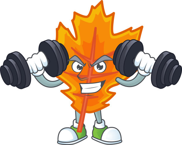 吉祥物a以卡通橙色带杠铃图片下载