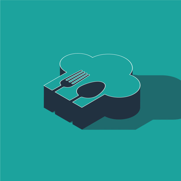 等距厨师帽与叉子和勺子图标图片下载