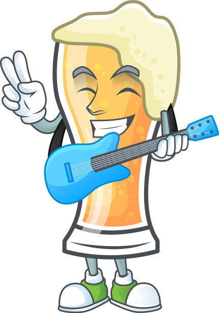 可爱的啤酒杯和吉他吉祥物图片下载