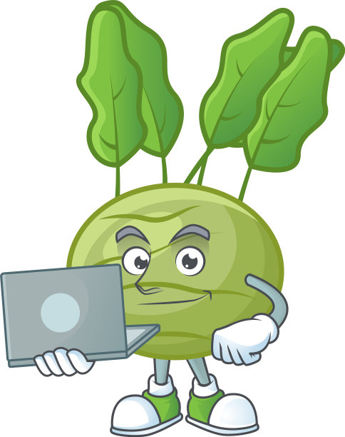 聪明的kohlrab卡通人物与工作图片下载