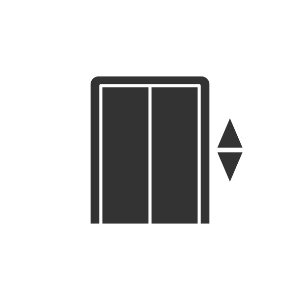 电梯图标在平坦的风格电梯上的白色图片下载