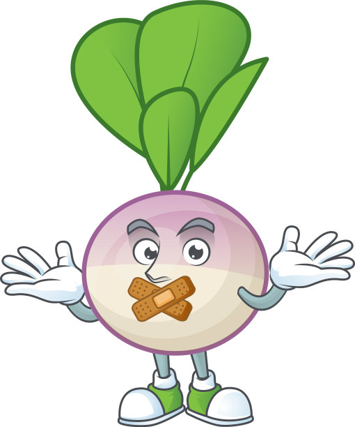 大头菜卡通人物造型用沉默手势图片下载
