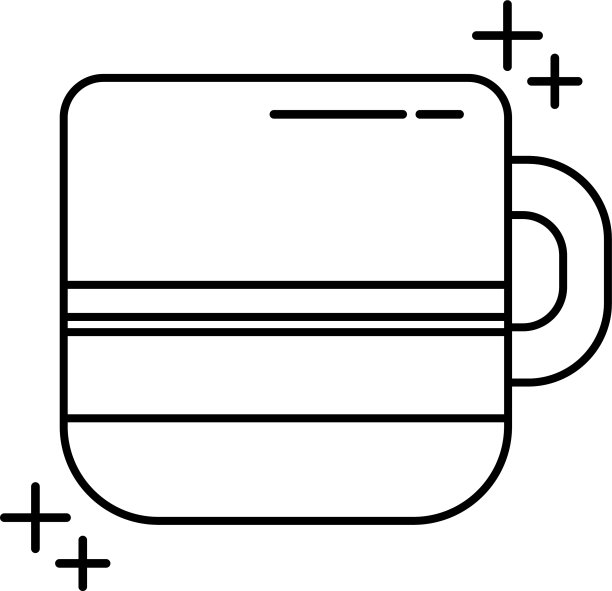 咖啡杯办公室线条图标风格图片下载