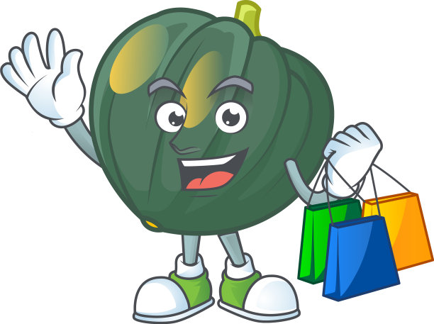 欢乐的橡果南瓜吉祥物挥舞着，拿着图片下载