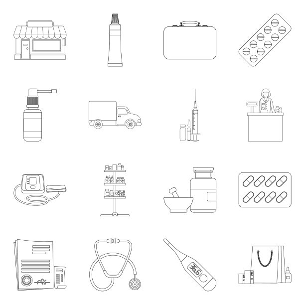 设计药房和医院标志套装图片下载