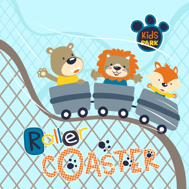 卡通有趣的动物在过山车熊图片下载