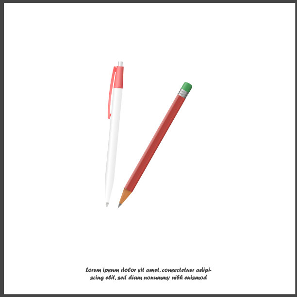 图标钢笔和铅笔3d逼真的图像图片下载