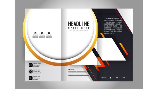 模板设计用红色三页宣传册图片下载