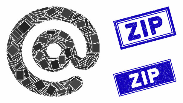 电子邮件符号马赛克和遇险矩形zip图片下载