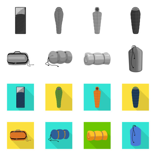 设计毯子和露营标志套装图片下载