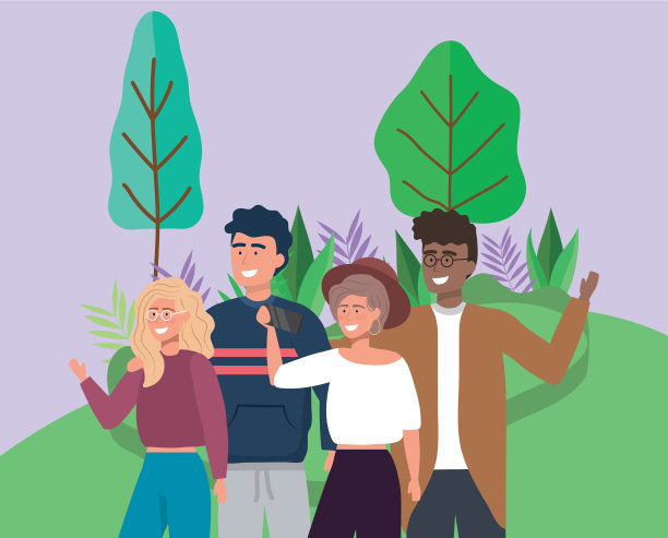 人们用智能手机自拍田野森林图片下载