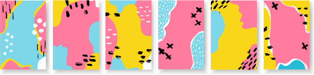 垂直横幅设置孟菲斯彩色风格图片下载