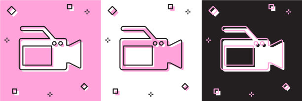 设置影院摄像机图标隔离在粉红色和白色图片下载