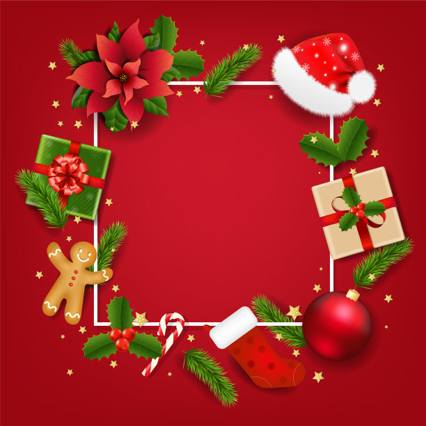 圣诞横幅红一品红图片下载