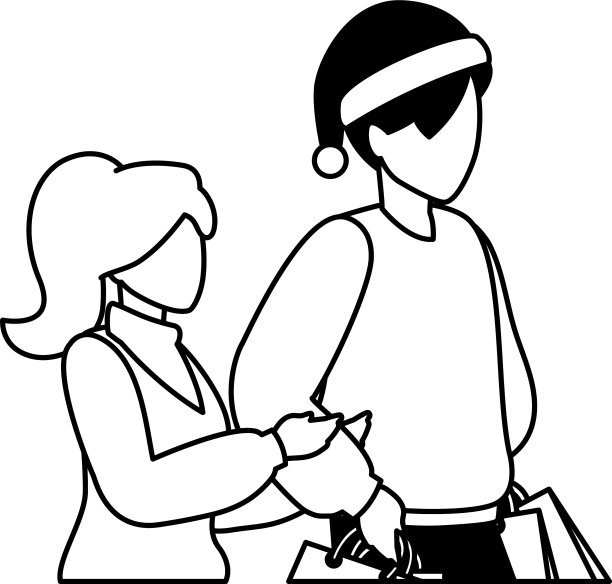 一对穿着白色购物袋的情侣图片下载