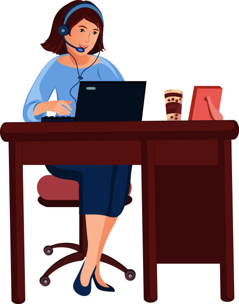 商务小姐坐在电脑前工作图片下载