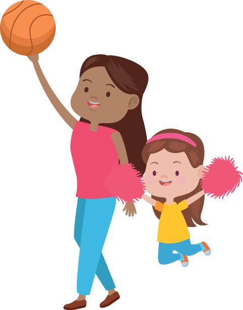 可爱的母女在打篮球图片下载
