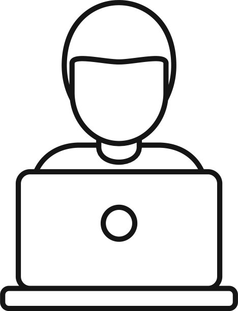 自由职业者笔记本电脑图标轮廓风格图片下载