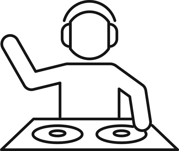 DJ派对图标轮廓风格图片下载