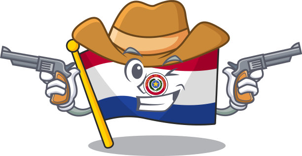 牛仔卡通巴拉圭旗与吉祥物图片下载