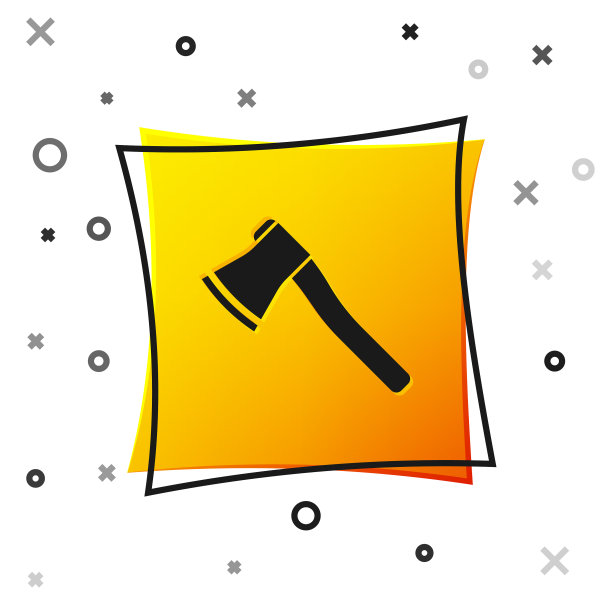 黑色木斧图标孤立在白色背景图片下载