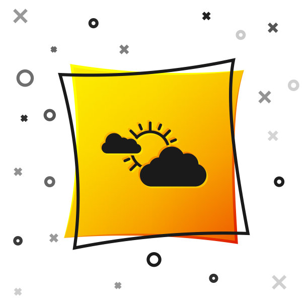 黑色的太阳和云天气图标孤立在白色图片下载