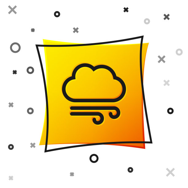 黑色多风天气图标孤立在白色上图片下载