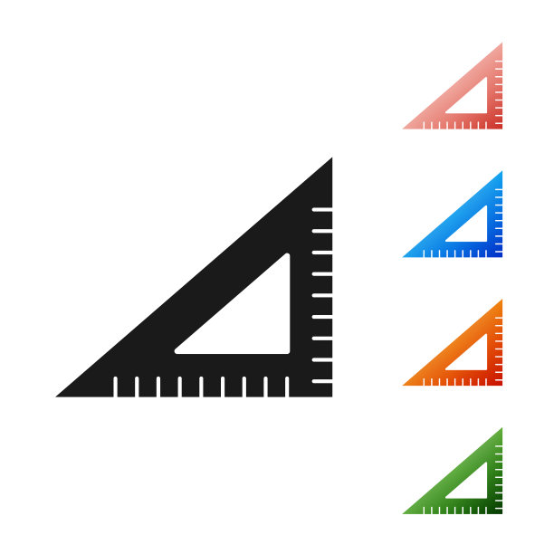 黑色三角形标尺图标孤立在白色上图片下载