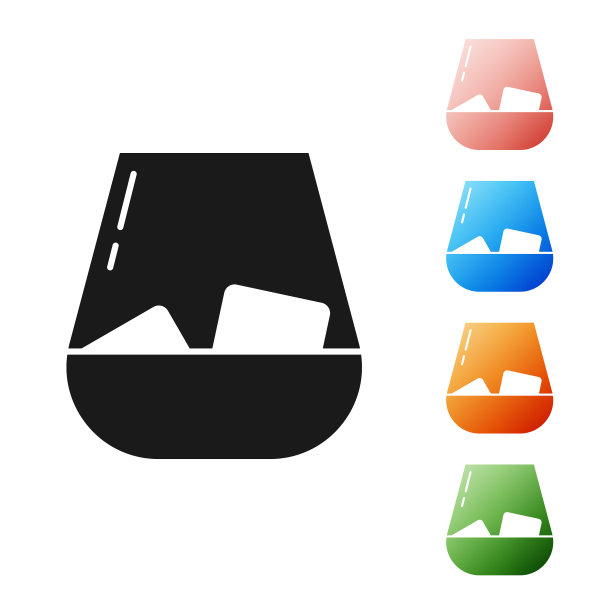 黑玻璃威士忌和冰块图标孤立图片下载