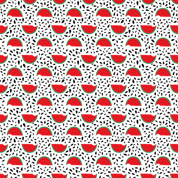 西瓜无缝图案手绘图片下载
