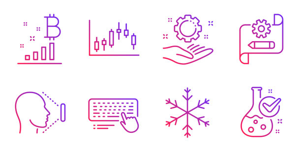 计算机键盘比特币图形和脸id图标图片下载