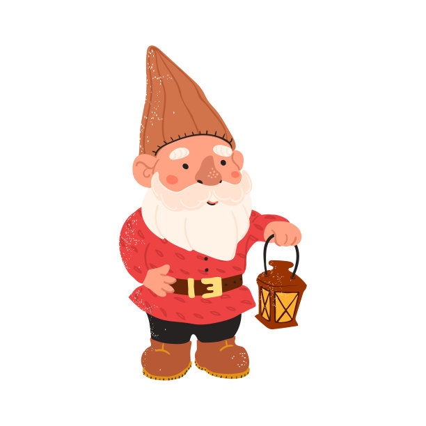 彩色插图可爱的花园侏儒图片下载