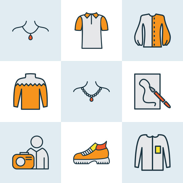 时尚图标彩色线设置与珍珠项链图片下载