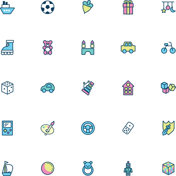 捆绑儿童玩具设置图标填充样式图片下载
