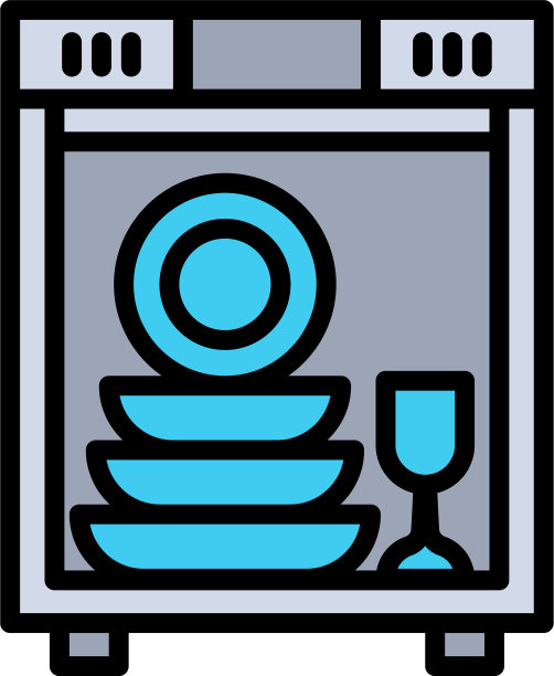 完整的洗碗机图标轮廓风格图片下载