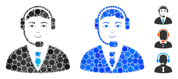 呼叫中心接线员马赛克图标圆点图片下载