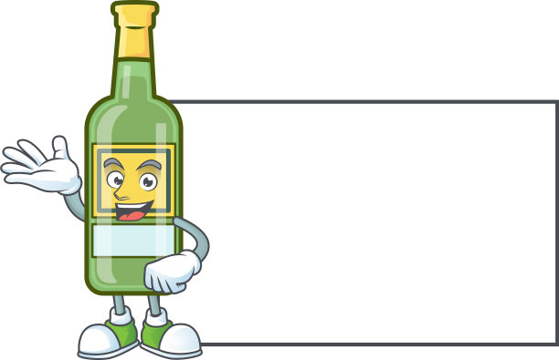 卡通威士忌酒瓶配以人物造型图片下载