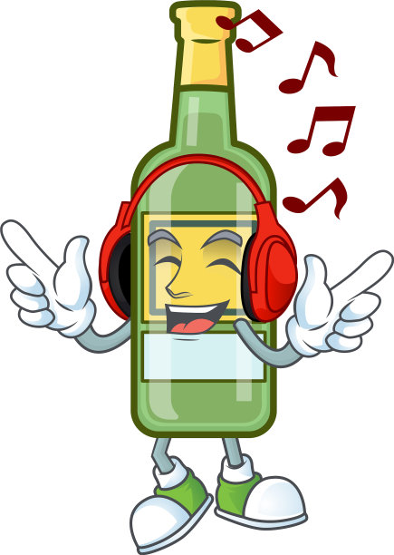 角色在听音乐的威士忌卡通图片下载