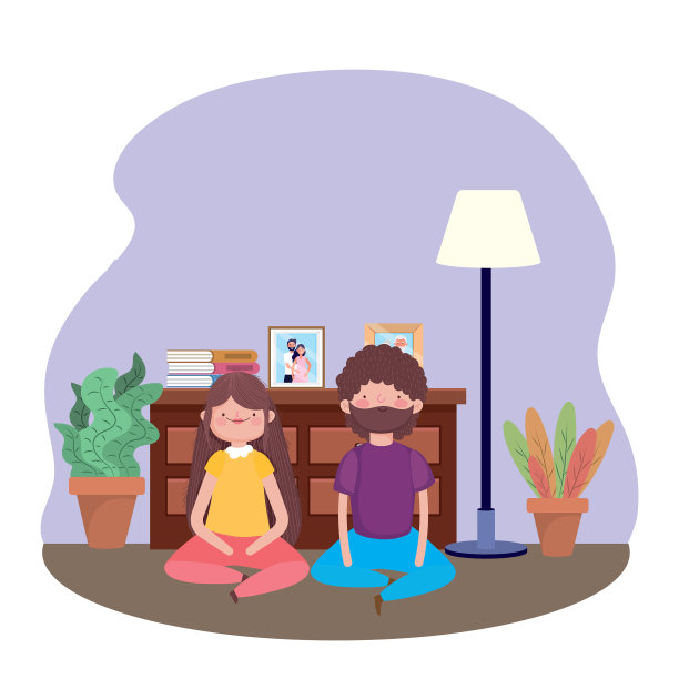 一对夫妇坐在地板上，感恩节快乐图片下载