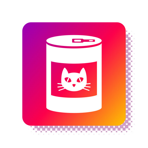白色罐头食品的猫图标孤立在白色图片下载