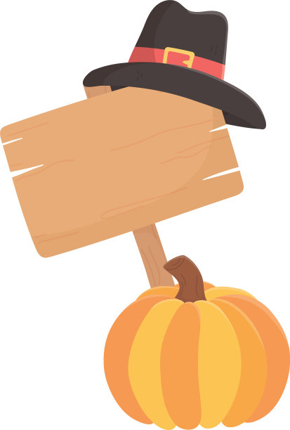 感恩节快乐，南瓜木标志的朝圣者图片下载