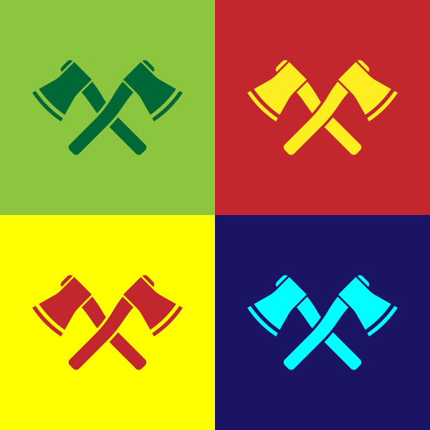 颜色交叉木斧图标孤立的颜色图片下载
