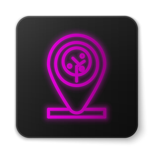 发光的霓虹灯线位置和树图标隔离图片下载