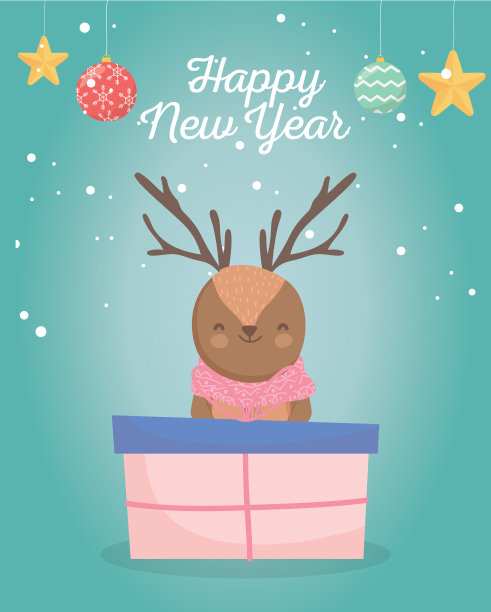 圣诞快乐庆祝可爱的小鹿与毛衣图片下载