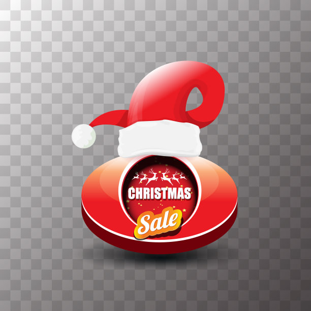 有红色圣诞老人的圣诞销售标签或标签图片下载