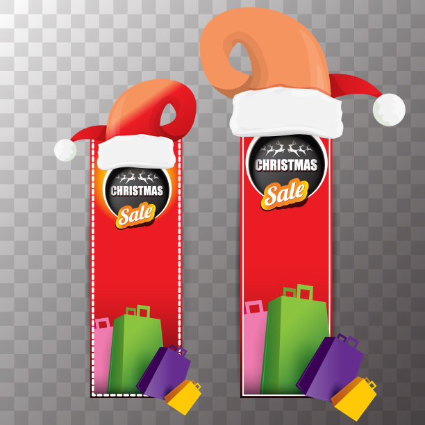 有红色圣诞老人的圣诞销售标签或标签图片下载